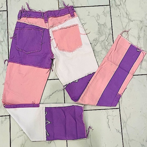 Jaded London Pastel Patchwork Boyfriend Fit Jeans - Picture 8 of 16